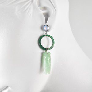 Gorgeous Green Cicada Dangle Earrings
